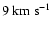 $9~{\rm km}~{\rm s}^{-1}$