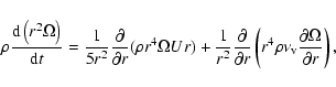\begin{displaymath}\rho \frac{{\rm d} \left( r^{2}\Omega \right) }{{\rm d}
t}=\...
...}\rho \nu
_{\rm v}\frac{\partial \Omega}{\partial r} \right),
\end{displaymath}