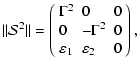 $\displaystyle \vert\vert{\cal S}^2\vert\vert=\left(\begin{array}{lll}
{\Gamma}^...
...-{\Gamma}^2 & 0 \cr
{\varepsilon}_1& {\varepsilon}_2 &0 \cr
\end{array}\right),$