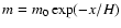 $m = m_0\exp(-x/H)$
