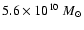 $5.6 \times 10^{10} {~M}_{\odot}$