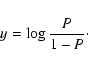 \begin{displaymath}%
y = \log \frac{P} {1-P}\cdot
\end{displaymath}