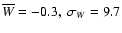 $\overline{W} = -0.3,\ \sigma_{W} = 9.7$