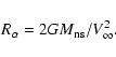 \begin{displaymath}%
R_{\alpha}= 2GM_{\rm ns}/V_{\infty}^2.
\end{displaymath}