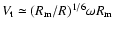 $V_{\rm t} \simeq (R_{\rm m}/R)^{1/6} \omega
R_{\rm m}$