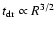$t_{\rm dr} \propto
R^{3/2}$