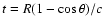 $t=R(1-\cos\theta)/c$
