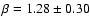 $\beta=1.28\pm 0.30$