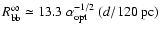 $R_{\rm bb}^{\infty}\simeq13.3~\alpha_{\rm opt}^{-1/2}~
(d/120~{\rm pc})$