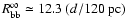 $R_{\rm bb}^{\infty}\simeq 12.3~(d/120~{\rm pc})$
