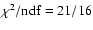 $\chi^2/{\rm ndf}=21/16$