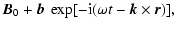 $\displaystyle {\vec B}_0+{\vec b}\ \exp[-{\rm i}(\omega t-{\vec k}\times
{\vec r})],$