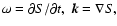 $\omega =\partial S/\partial t, \ {\vec k}={\bf\nabla} S,$