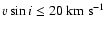 $v\sin i \leq 20 ~{\rm km~s}^{-1}$