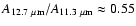$A_{\rm 12.7~\mu m}/A_{\rm 11.3~\mu m} \approx 0.55$