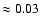 $\approx 0.03$