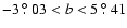 $ -3~\hbox{$.\!\!^\circ$ }03 < b < 5~\hbox{$.\!\!^\circ$ }41$