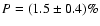 $P = (1.5\pm0.4)\%$