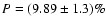 $P =
(9.89\pm1.3)\%$