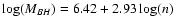 $\log(M_{BH}) =
6.42 + 2.93\log(n)$