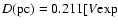 $D({\rm pc})=0.211[V{\rm exp}$