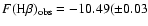 $F({\rm H}\beta)_{\rm obs}=-10.49(\pm0.03$