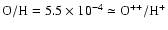 ${\rm O/H}=5.5\times 10^{-4}\simeq {\rm O}^{++}/{\rm H}^+$