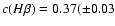 $c(H\beta)=0.37 (\pm 0.03$