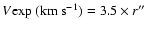 $V{\rm exp}~({\rm km~s}^{-1})=3.5\times r''$