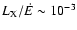 $L_{\rm X}/\dot{E}\sim 10^{-3}$