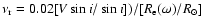 $\nu_{\rm r} = 0.02[V \sin i/\sin
i])/[R_{\rm e}(\omega)/R_{\odot}]$