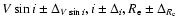 $V \sin i\pm\Delta_{V \sin i},i\pm\Delta_i,R_{\rm e}\pm\Delta_{R_{\rm e}}$