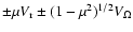 $\pm\mu V_{\rm
r}\pm(1-\mu^2)^{1/2}V_{\Omega}$