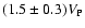 $(1.5\pm0.3)V_{\rm P}$