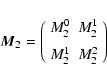\begin{displaymath}\vec{M}_2 = \left(
\begin{array}{ll}
M_2^0 & M_2^1\\ [2mm]
M_2^1 & M_2^2
\end{array} \right)
\end{displaymath}