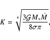 \begin{displaymath}K = \sqrt[4]{\frac{3\mathcal{G}\ensuremath{M_*}\ensuremath{\dot M} }{8\sigma\pi}},
\end{displaymath}
