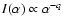 $I(\alpha) \propto \alpha^{-q}$
