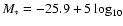 $M_* = -25.9 + 5
\log_{10}$