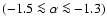 $(-1.5\la \alpha
\la-1.3)$