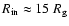 $R_{\rm in}\approx 15~R_{\rm g}$