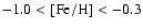 $-1.0 < {\rm [Fe/H]} < -0.3$