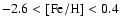 $-2.6 < {\rm [Fe/H]} < 0.4$
