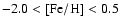 $-2.0 < {\rm [Fe/H]} < 0.5$