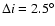 $\Delta i = 2.5^\circ$