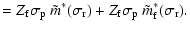 $\displaystyle =Z_{\rm f}\sigma_{\rm p}~\tilde m^*(\sigma_{\rm r})+Z_{\rm f}\sigma_{\rm p}~\tilde m_{\rm f}^*(\sigma_{\rm r}).$
