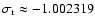 $\sigma_{\rm r}\approx -1.002319$