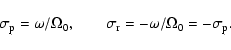 \begin{displaymath}\sigma_{\rm p}=\omega/\Omega_0, \qquad \sigma_{\rm r}=-\omega/\Omega_0=-\sigma_{\rm p}.
\end{displaymath}