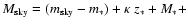 $M_{{\rm sky}}=(m_{{\rm sky}}-m_*) + \kappa\;z_* + M_* +$