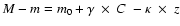 $M-m=m_0+\gamma~\times~
C \; -\kappa~\times~ z$