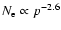 $N_{{\rm e}} \propto p^{-2.6}$